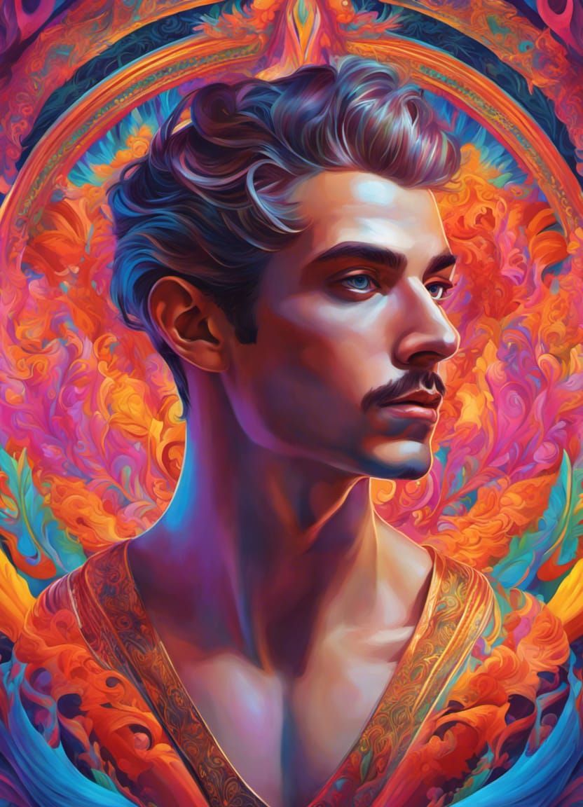 Psychedelic colored male balletdancer (created for Inter_Allia's gamechallenge The Male Form: Iconic) ...  by @Kristjaan Panneman