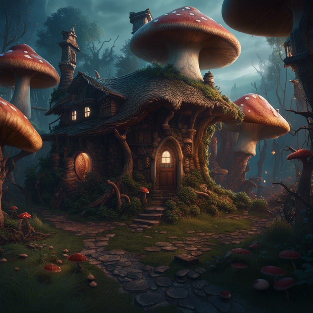 Mushroom home - AI Generated Artwork - NightCafe Creator