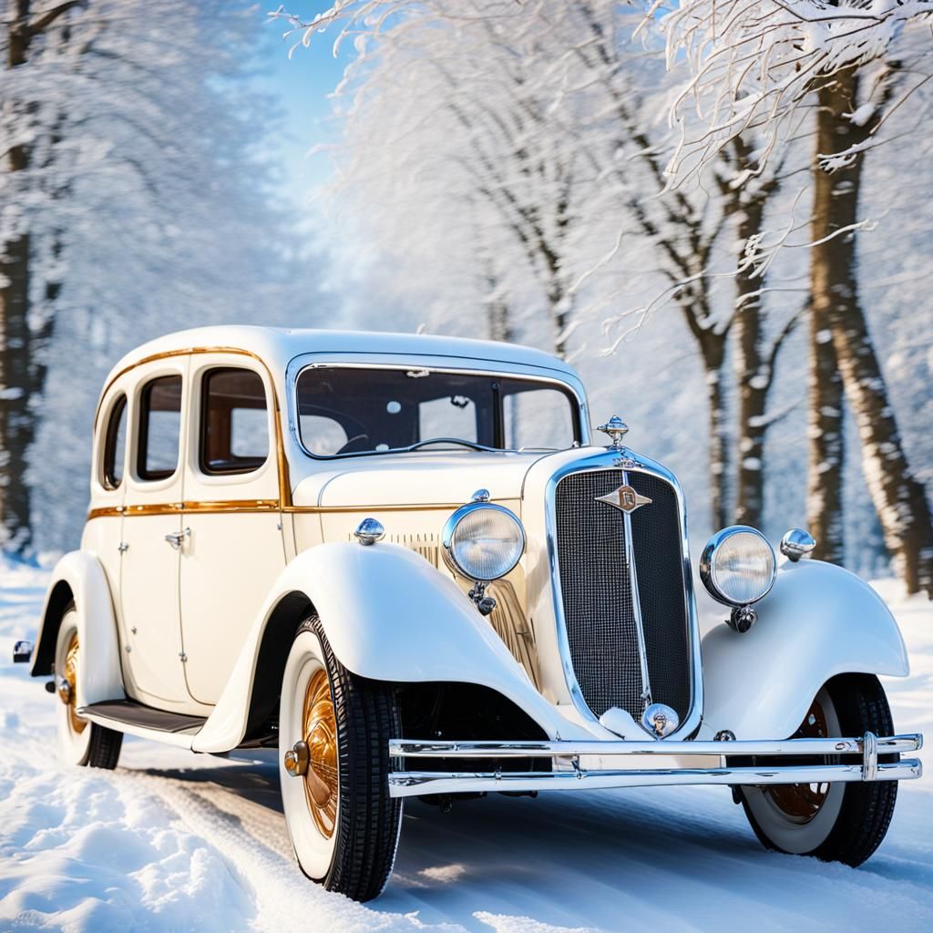 Austin 1935 in white, Wintertime  by @axelb