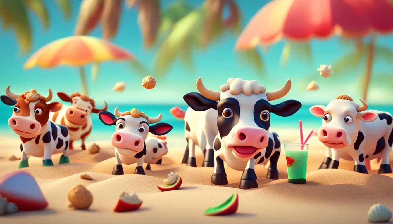 Cows on the Beach: Summer Fun in Miniature