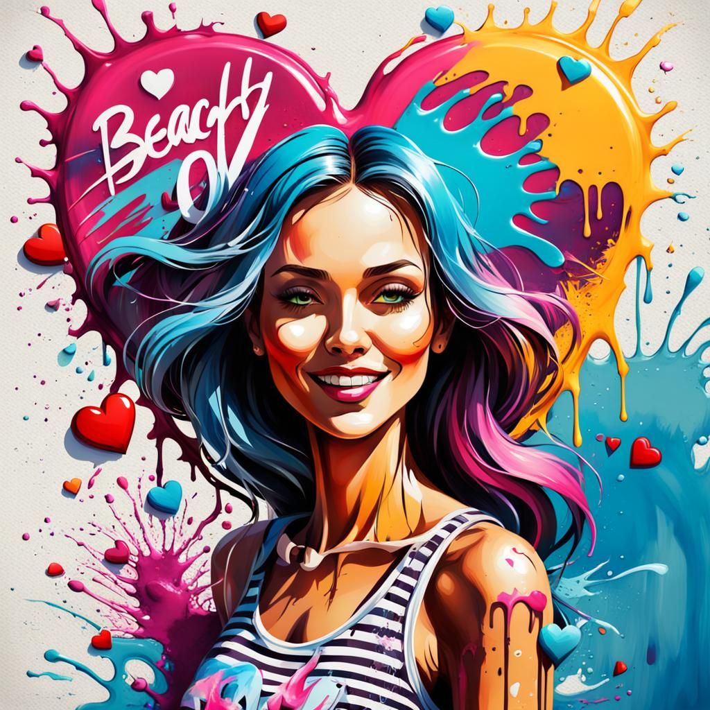 Happy Motherday with girl with text beach heart