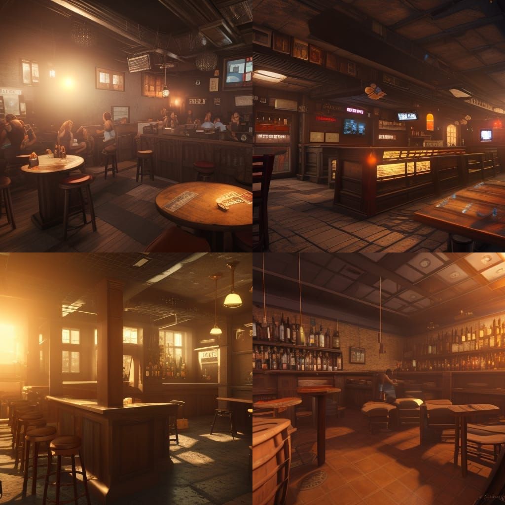 A bar at sunset - AI Generated Artwork - NightCafe Creator