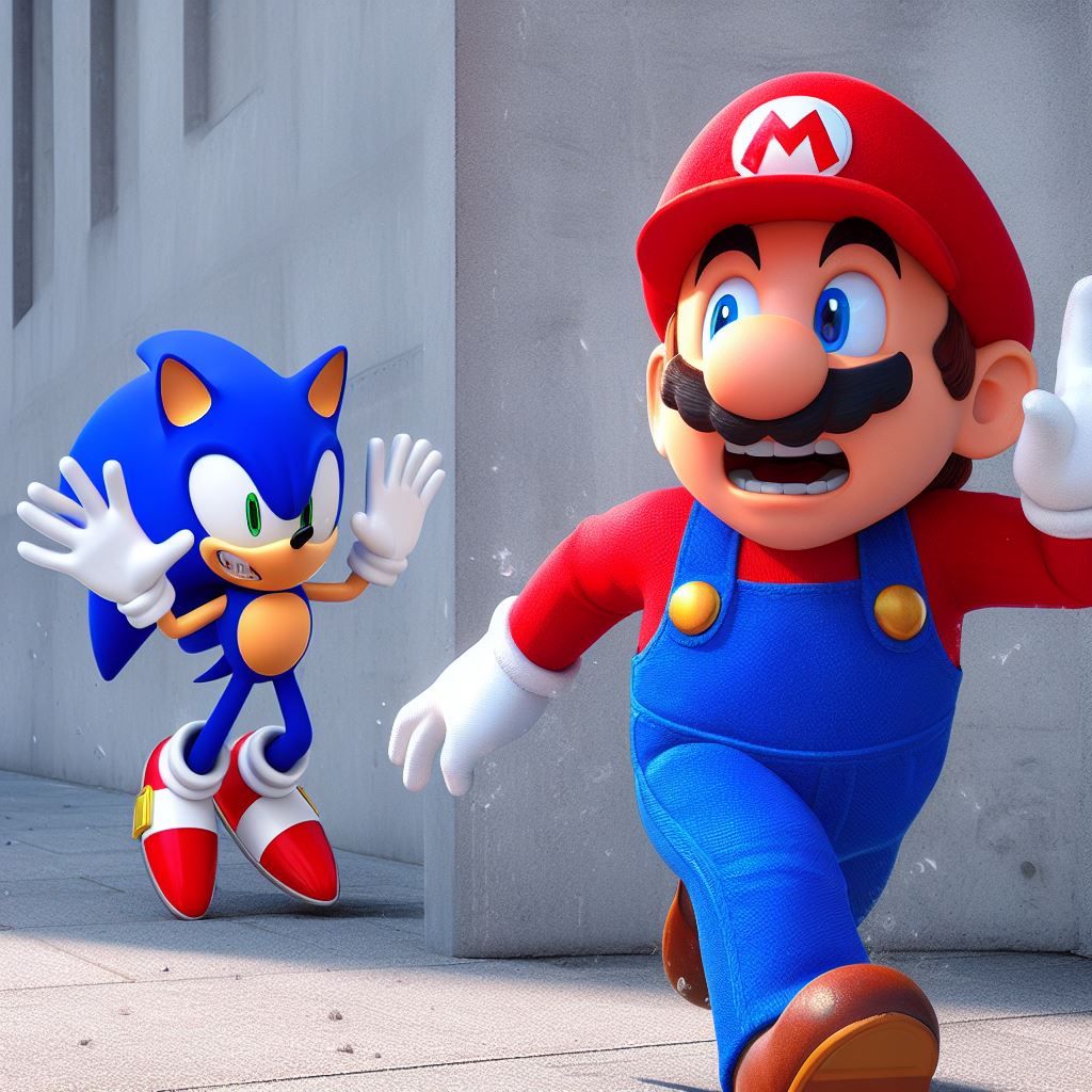 Sonic Chasing Mario