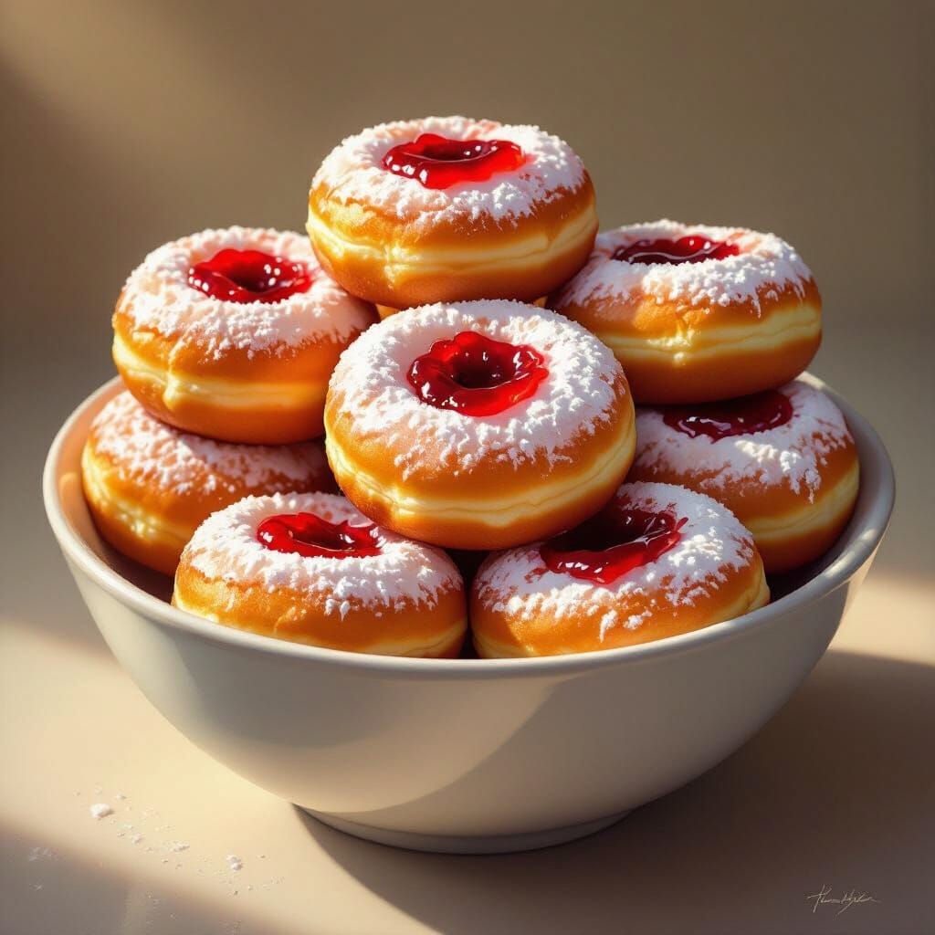 Hyperrealistic Digital Painting of Donuts in a Bowl