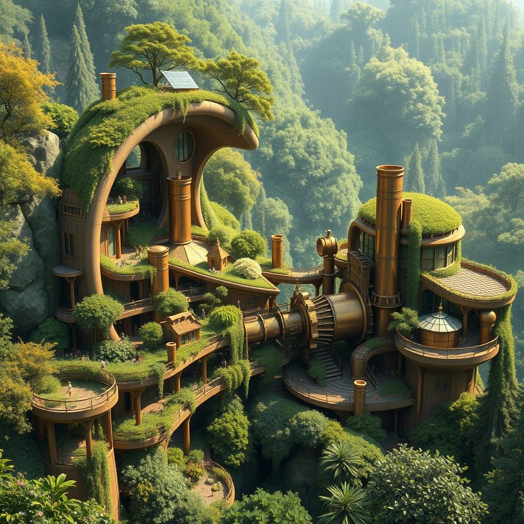 Solarpunk Settlement  by @Orphelia 