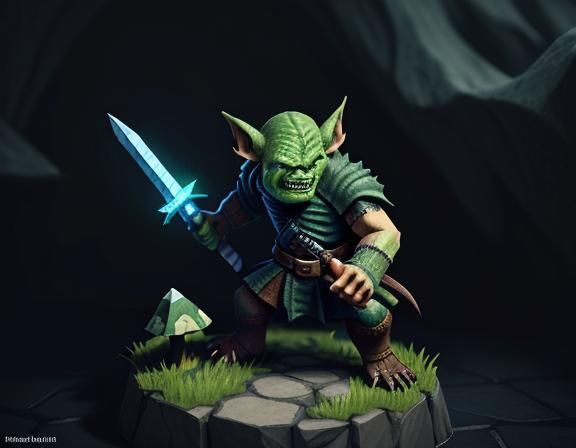 a goblin weilding in a small sword