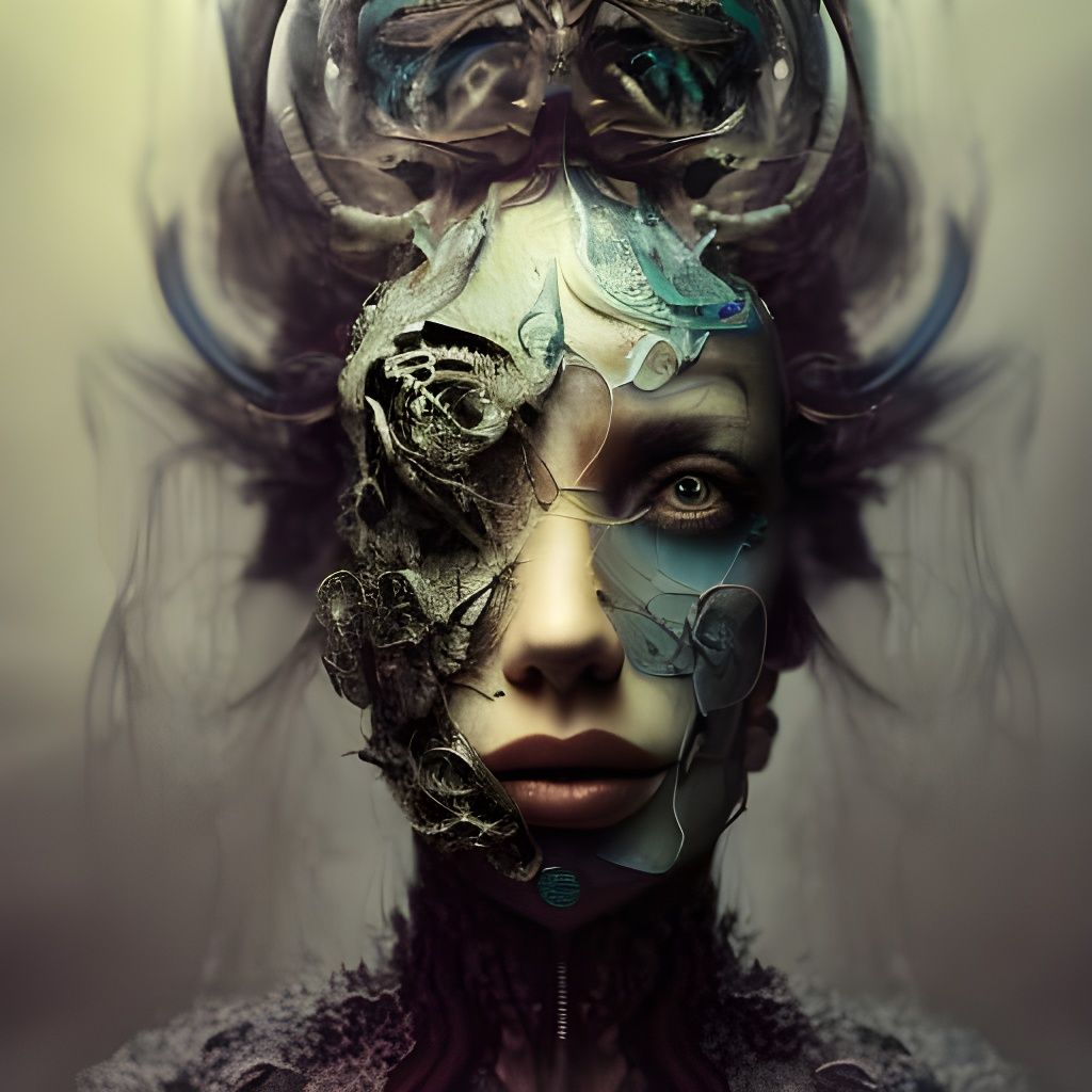 Android Jones Inspired Cyborg Warrior in Elven Armor