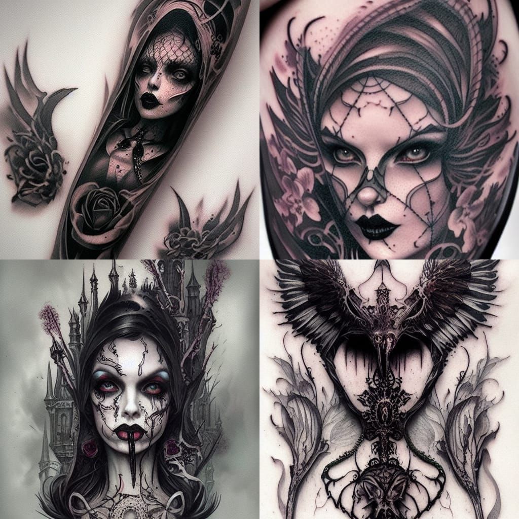 Gothic flash tattoo art