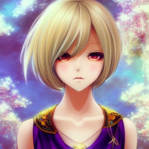Anime Girl in Silk Tunic, Hyperrealistic Sci-Fi Style