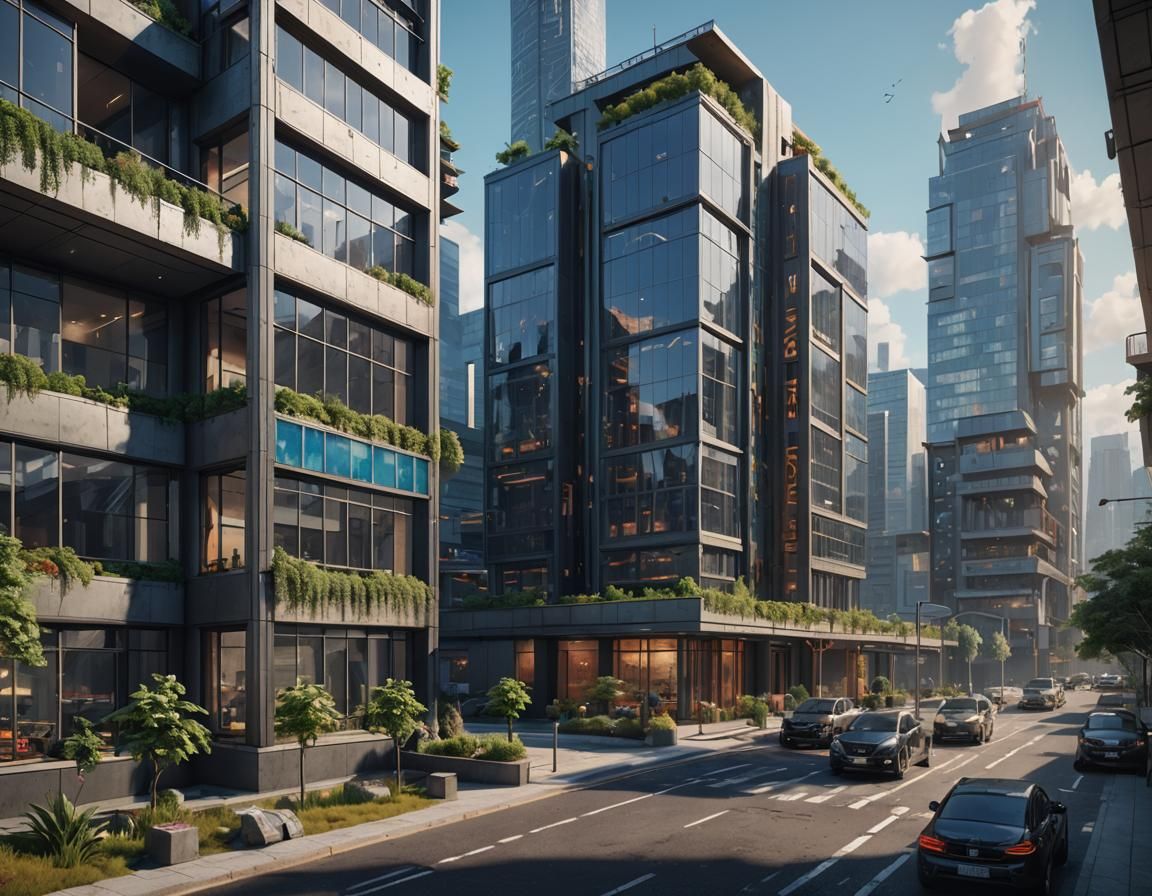 Modern Business Center During The Day - AI Generated Artwork ...