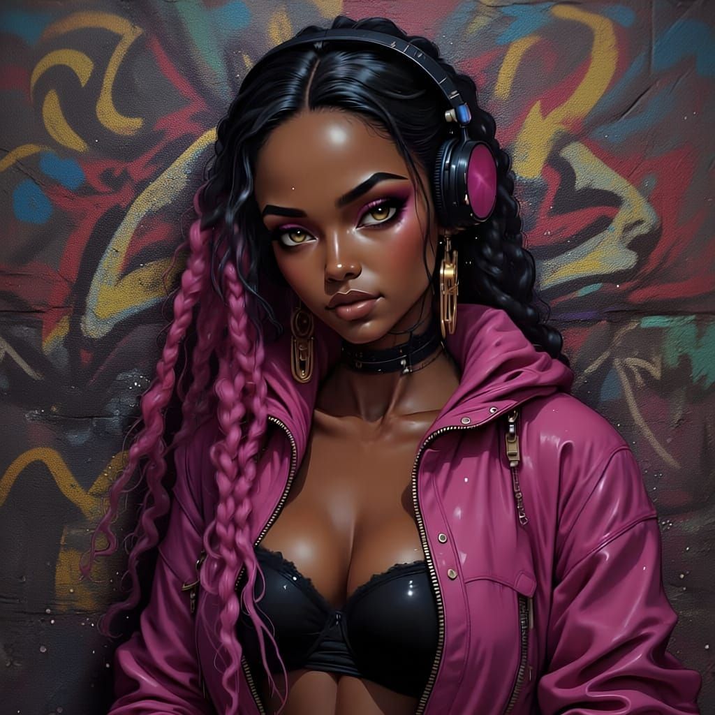 Y2K Fashion Woman in Urban Train Station