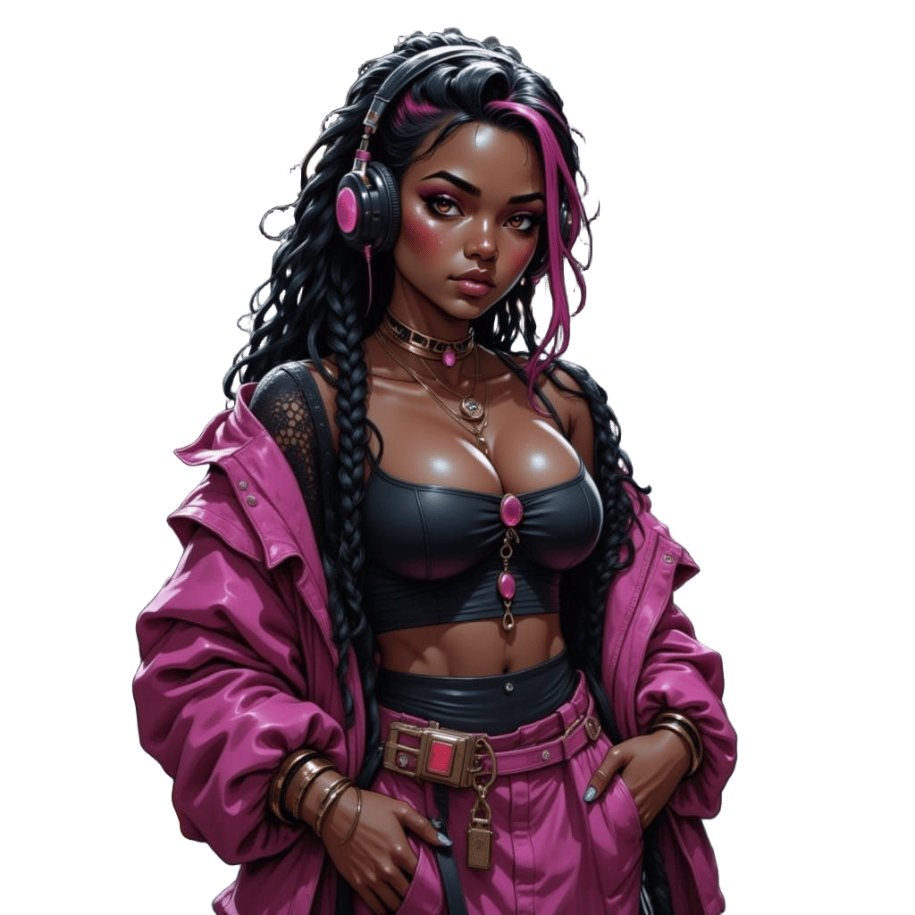 Y2K Fashion Woman in Urban Train Station