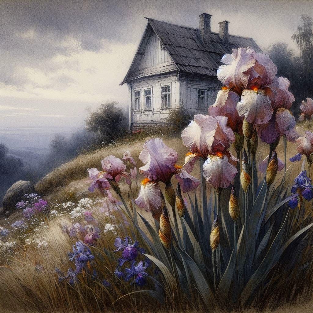 iris and cottage  by @HMKlynd