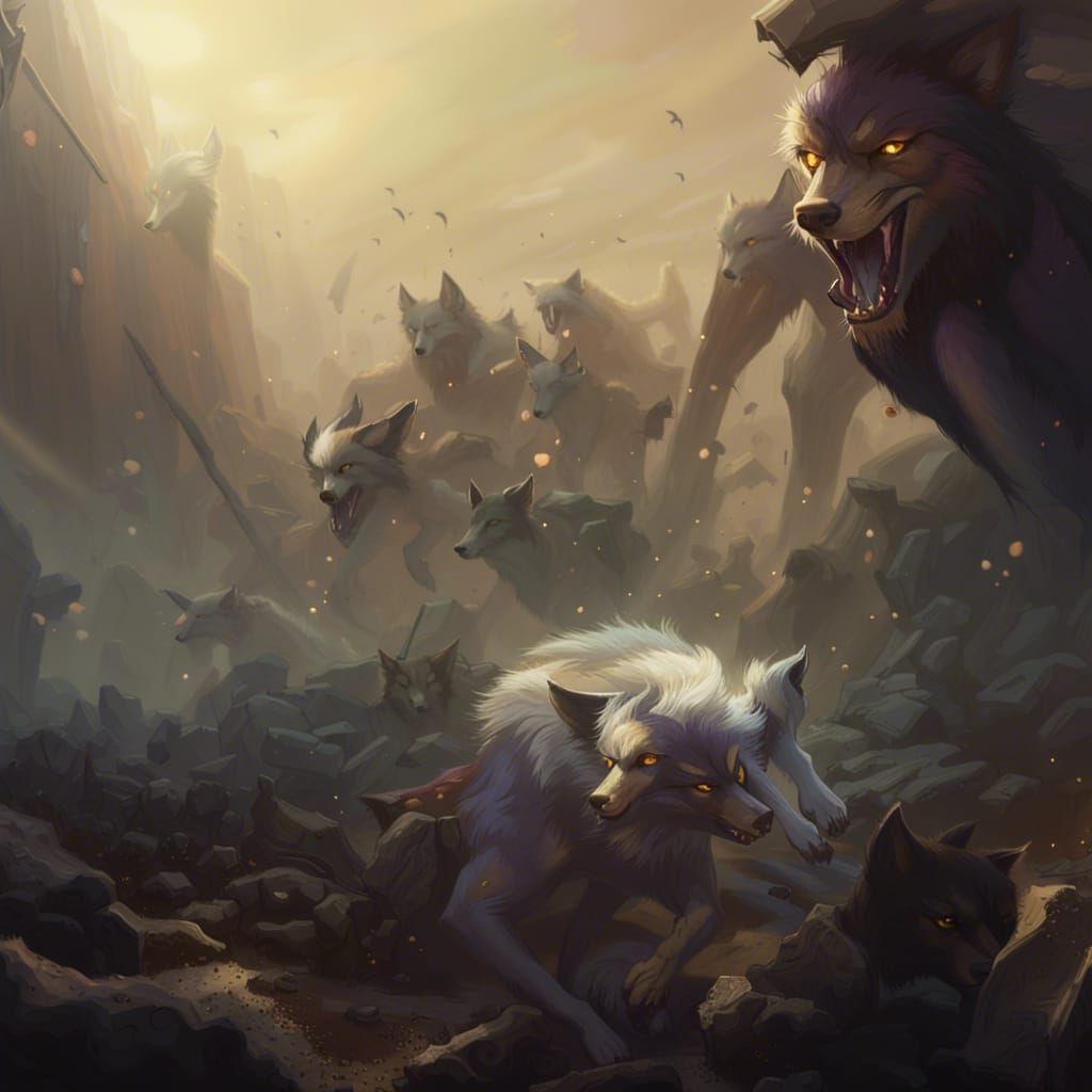 Battle between wolves and jackals - AI Generated Artwork - NightCafe ...