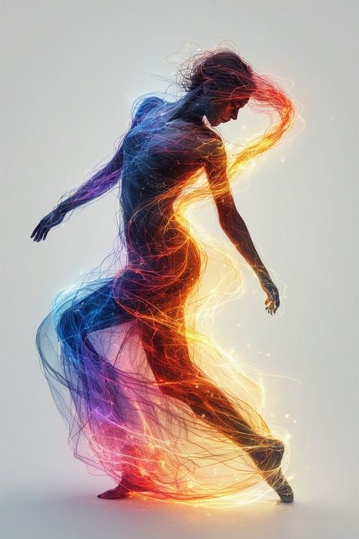 An abstract representation of a dancer's movement, captured ...