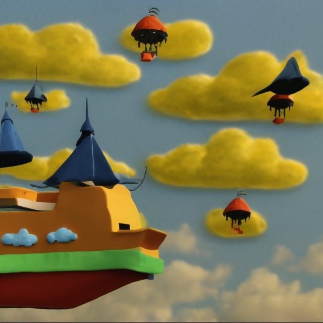 flying castle in the sky and flying boats