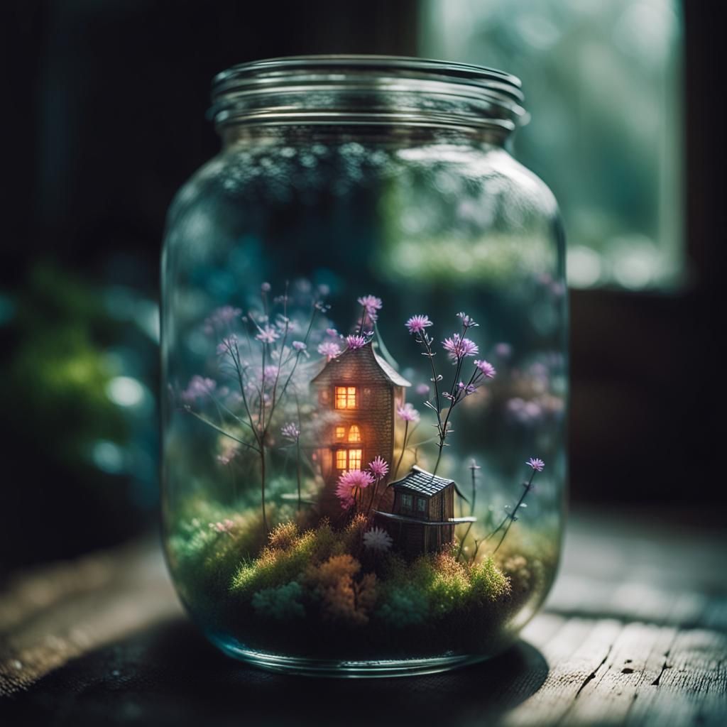 Coloured Neuron Flowers and Fairy Village Macro