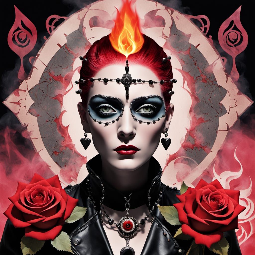 Surreal Gothic Portrait in Photogram Style with Ge... - AI Art