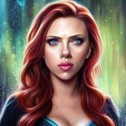 Scarlett Johansson , cute big eye eyelashes, symmetricalHyperrealistic ...