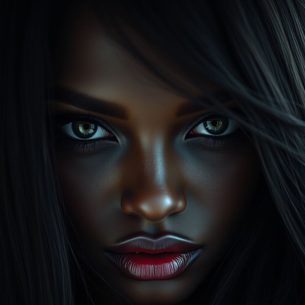 A close-up portrait of a woman