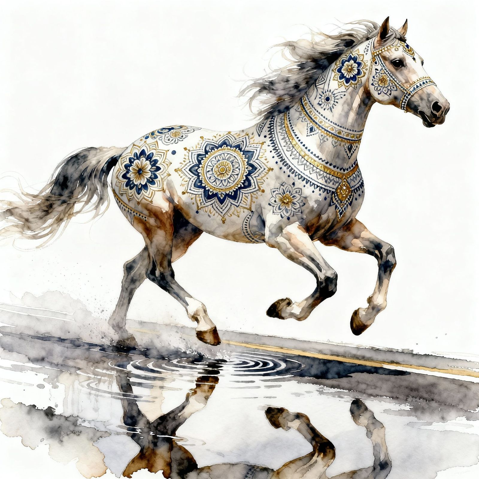 Hyperrealistic, ultra-detailed image, 8K resolution.
A fine-art watercolor painting on a pure white background.
A ...  by @Inna_Ovetski-10