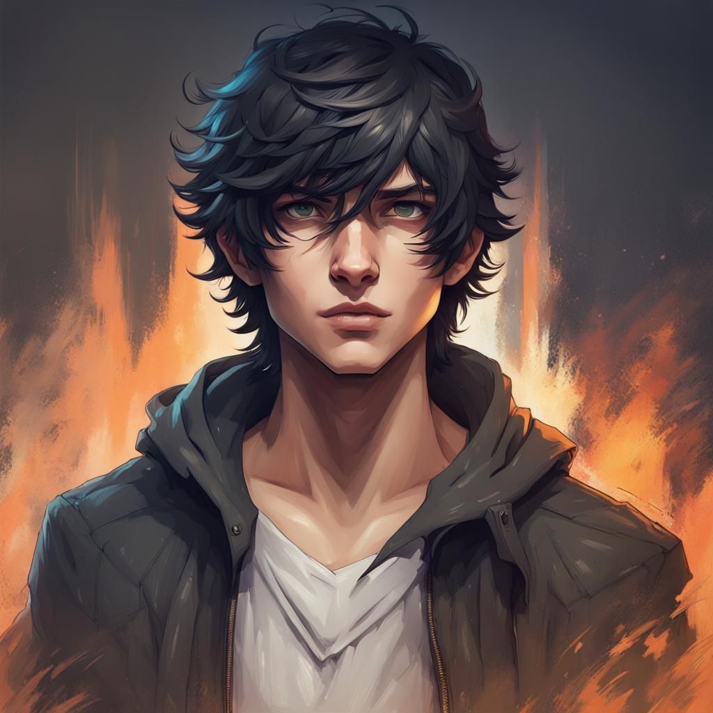 Nico Di Angelo Portrait in Hyperdetailed Style
