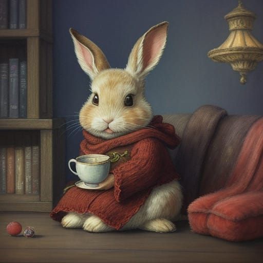 Cozy Bunny in Whimsical Watercolor
