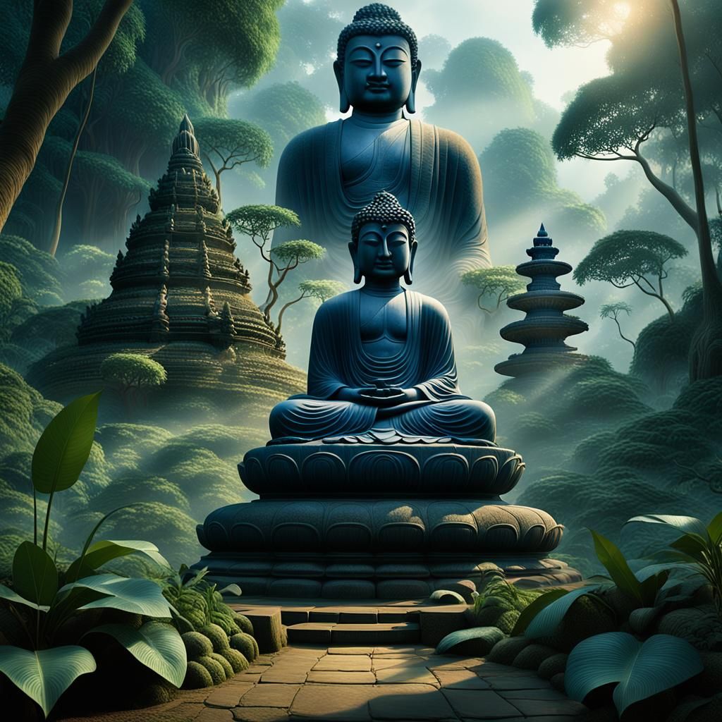 Buddha and Subhuti in Fantasy Landscape
