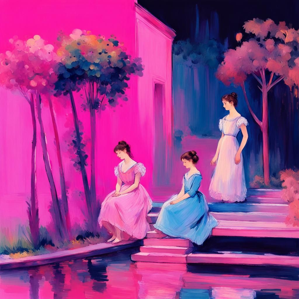 16k resolution, art by Mary Cassatt, Berthe Morisot, pink color palette