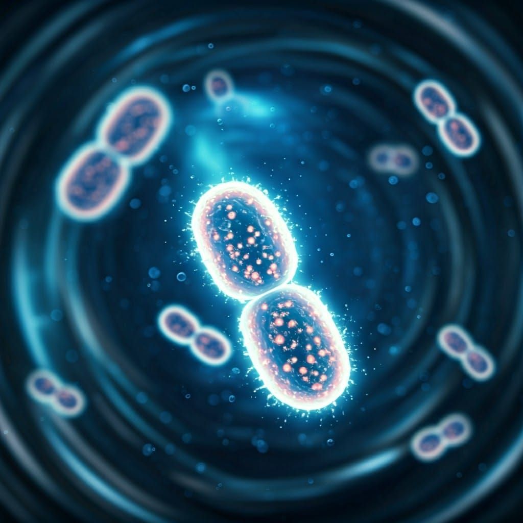 Glowing Microbial Lifeforms in Electric Blue Liquid