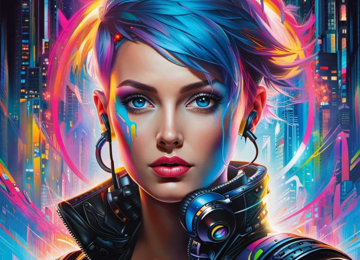 Blue Eyes and Hair - AI Generated Artwork - NightCafe Creator