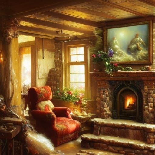 Warm Light In A Cozy Cottage  by @Angela Cooper Hanley