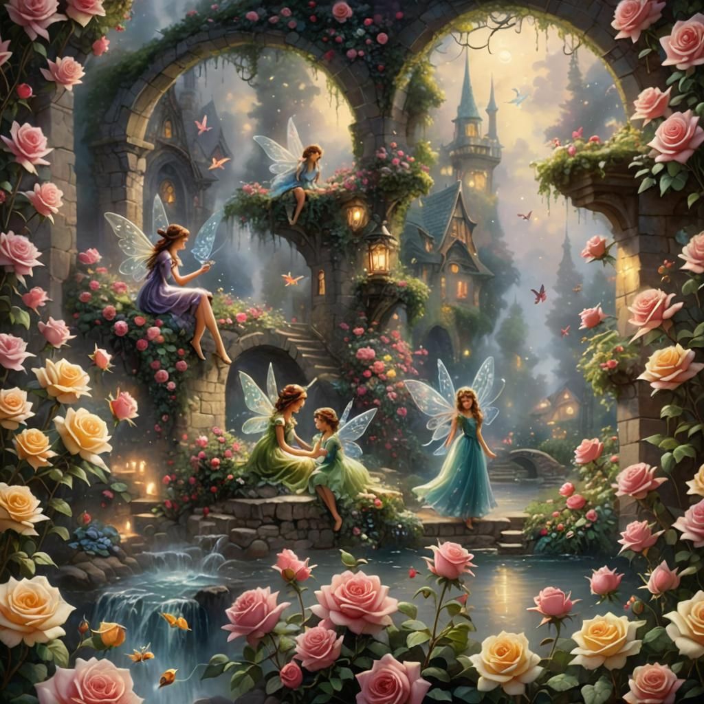 Fairies among the roses