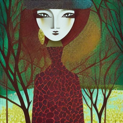 Melancholic girl, lost in thought, surreal, by Jane Newland,...