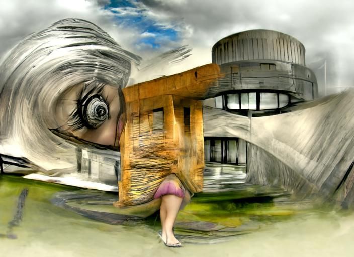 She is having a panic attack. brutalism modern European ink ...