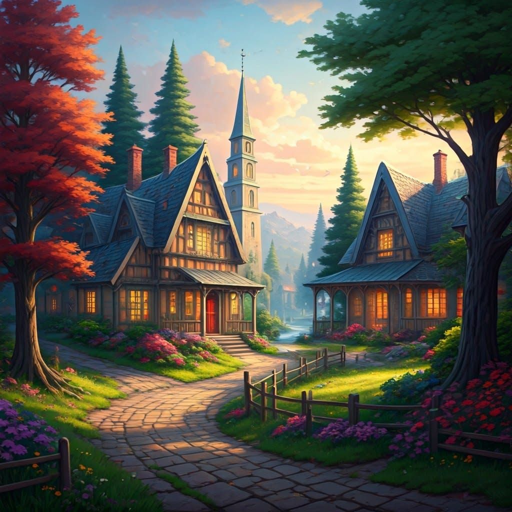 Man Dancing on Mountain in Colorful Digital Art