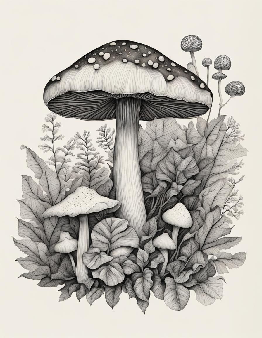 Mushroom / Ink - AI Generated Artwork - NightCafe Creator