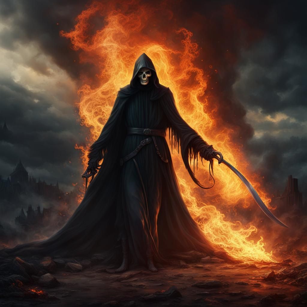 grim reaper on fire - AI Generated Artwork - NightCafe Creator