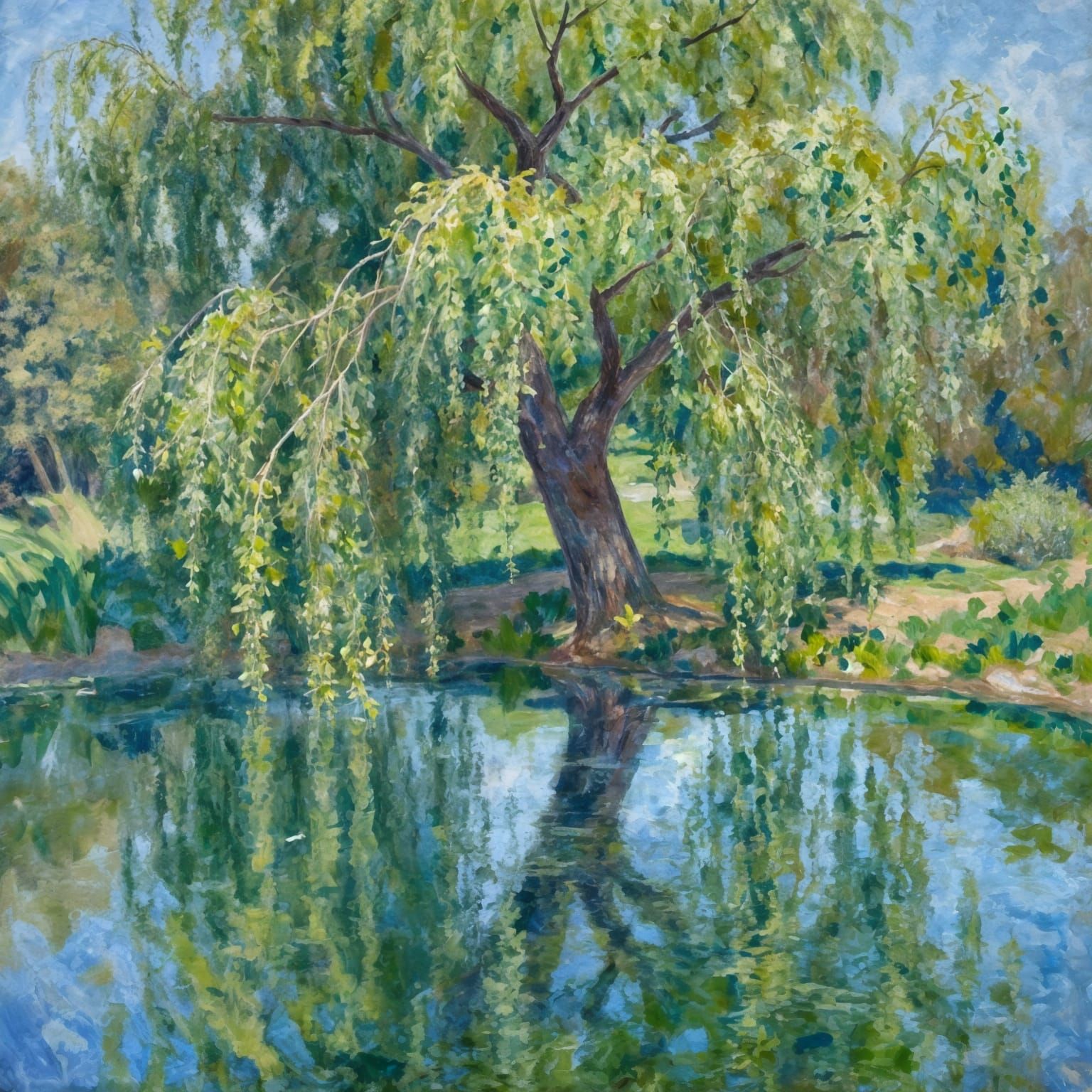 Willow and Pond  by @Antinomy