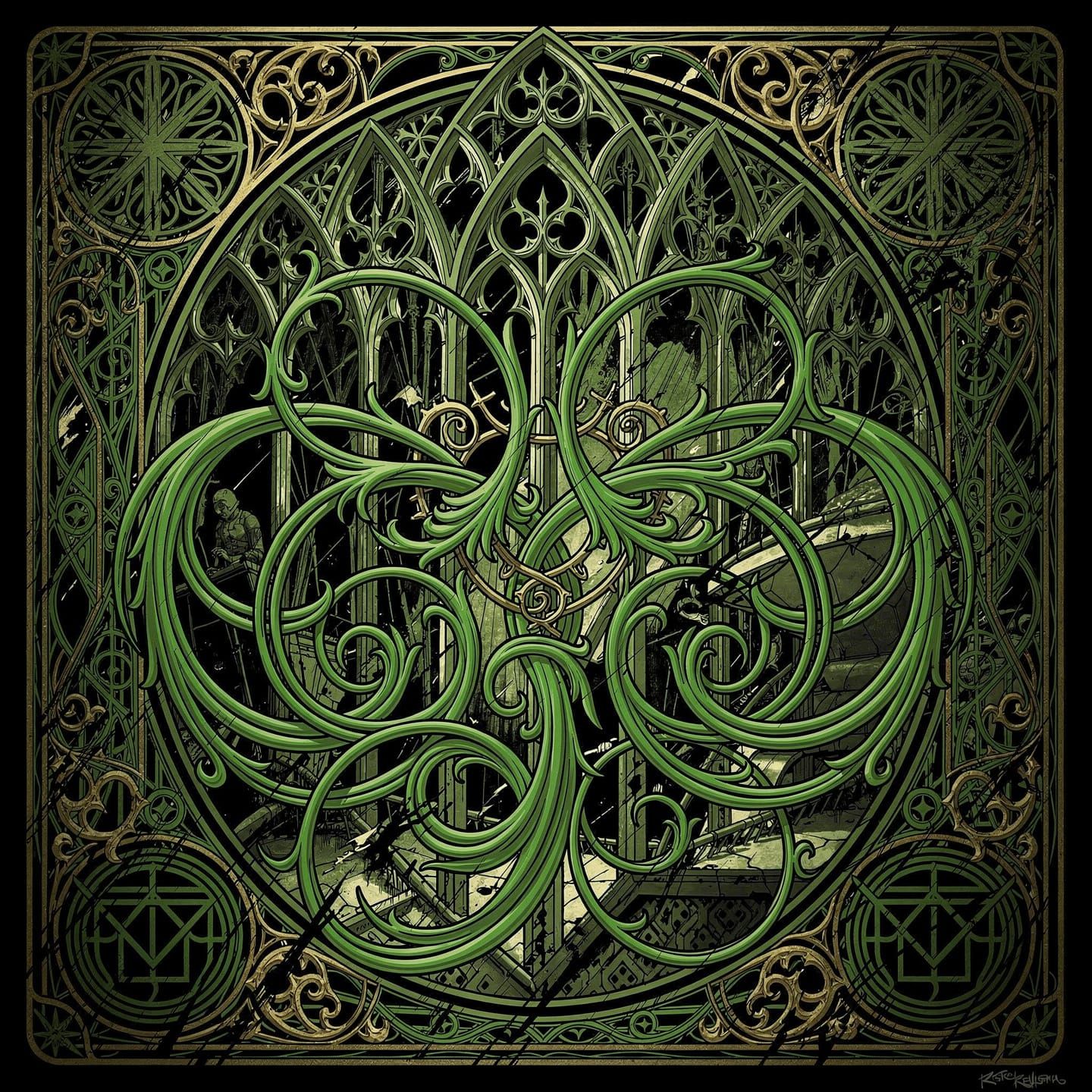 Art Nouveau Gothic Vines with Stark Contrasts