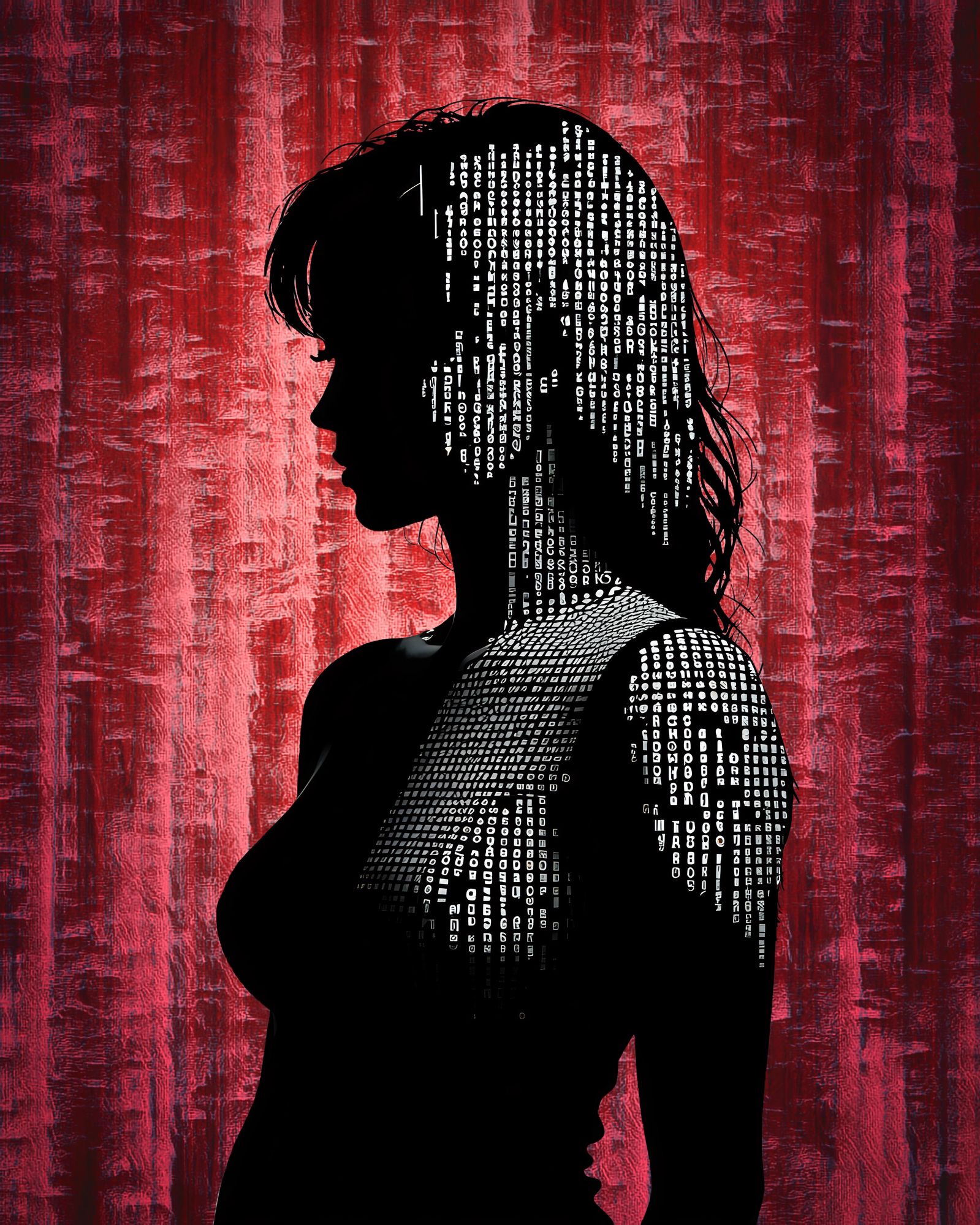 I love it. My mind fills in details in the shadow of her face, I see pale color that isn't there.