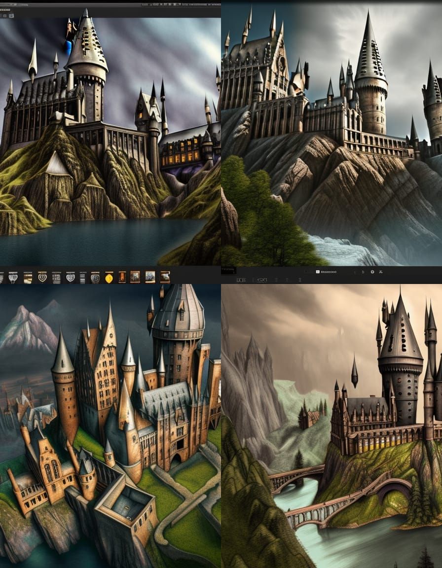 Hogwarts Drawn By Escher Detailed Matte Painting Deep Color