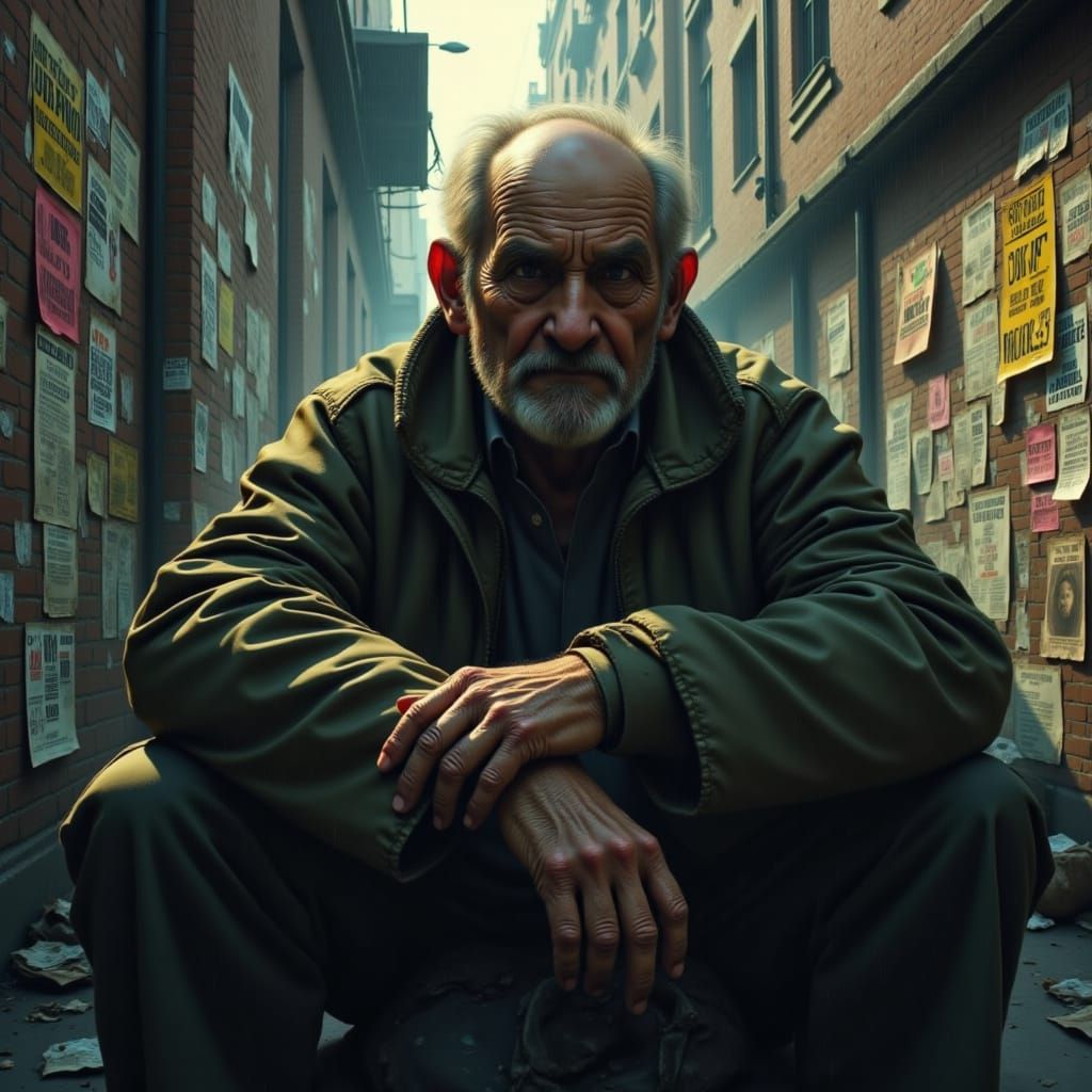 A dirty elderly man experiences <lora:Street Life:1.5> in the new york metro  head and shoulders portrait, 8k resolution concept art portrai...