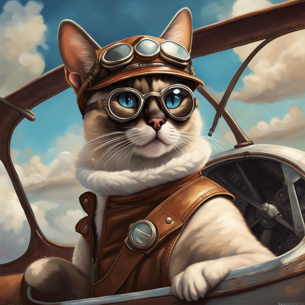 professional fantasy digital painting of a Siamese cat chara...