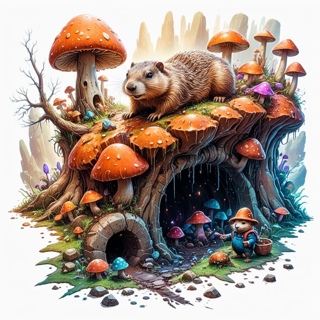 Groundhog's Crystal Mushroom Tunnel Adventure 🍄🐿️