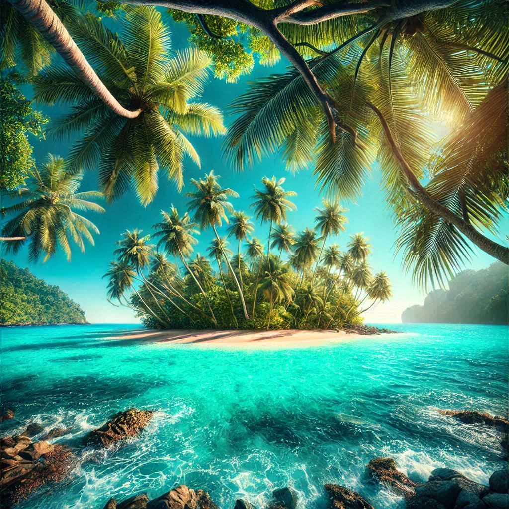 Tropical island with turquoise waters