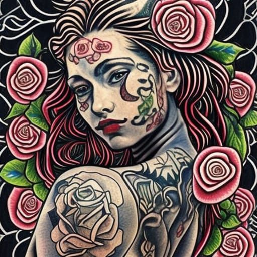 Rose, Illustrated Woman - AI Generated Artwork - NightCafe Creator