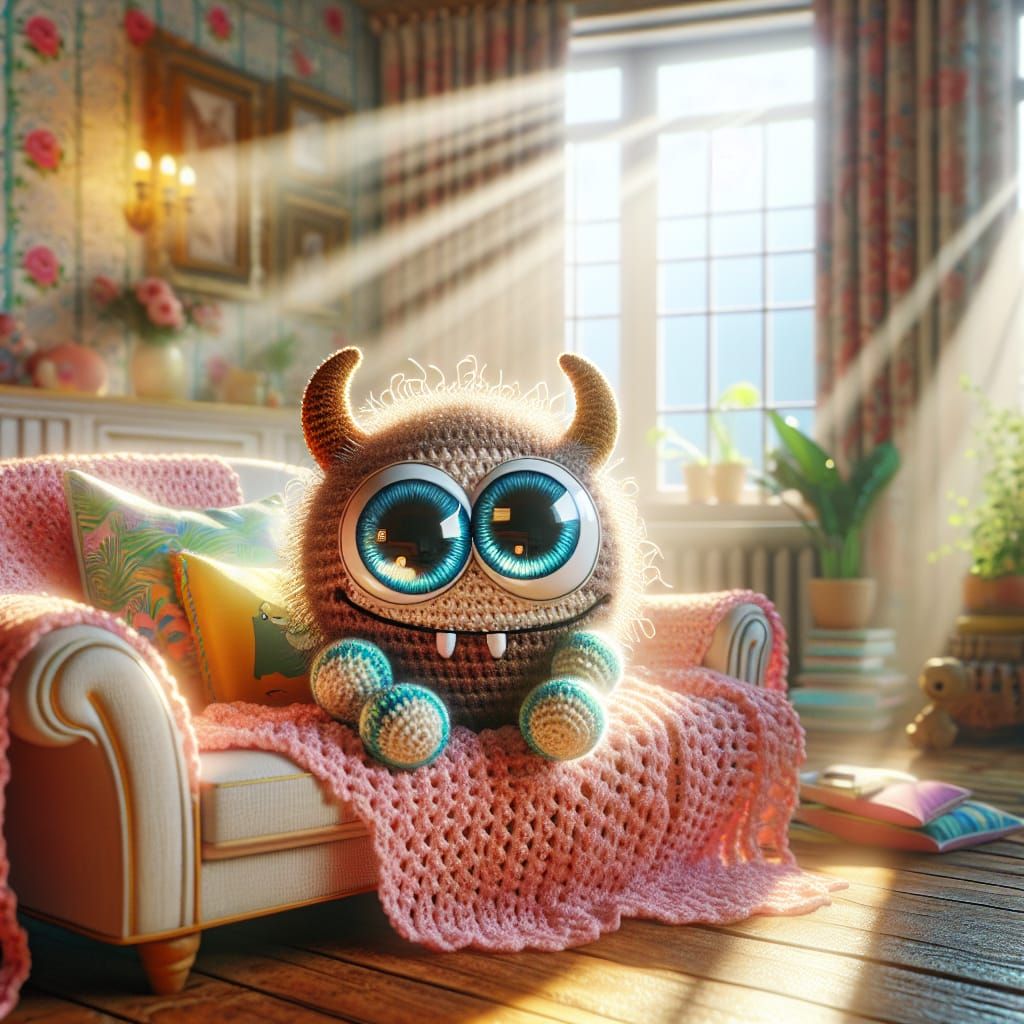 A crocheted, sweet, cute little monster  by @Petzi Peer