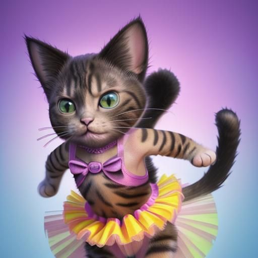 (A cute Pixar cat in tutu :6)wear tutu  in Japanese manga ve...