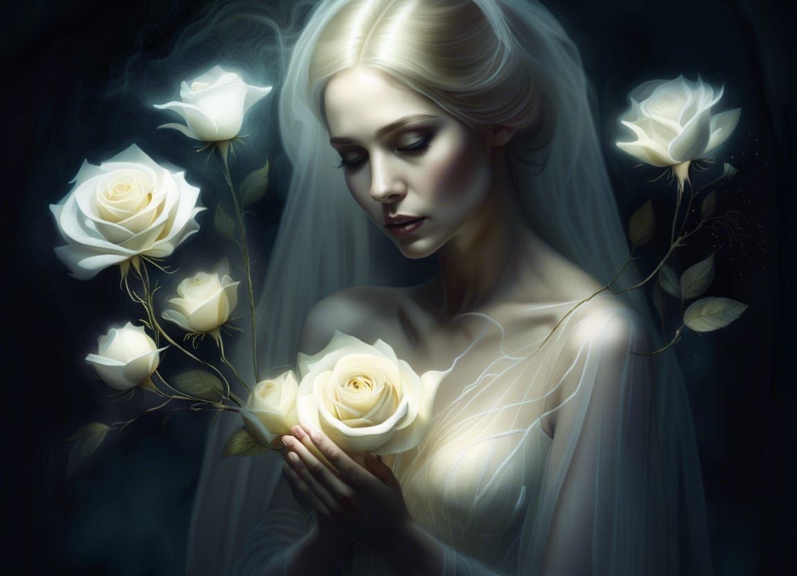 Radiant Bride and White Roses